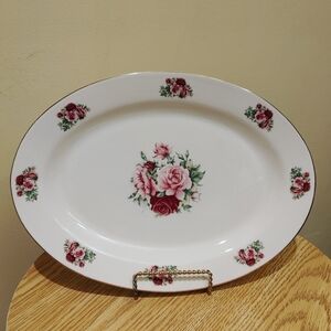 Formalities Victorian Rose Oval serving platter by Baum Bros 14"‎